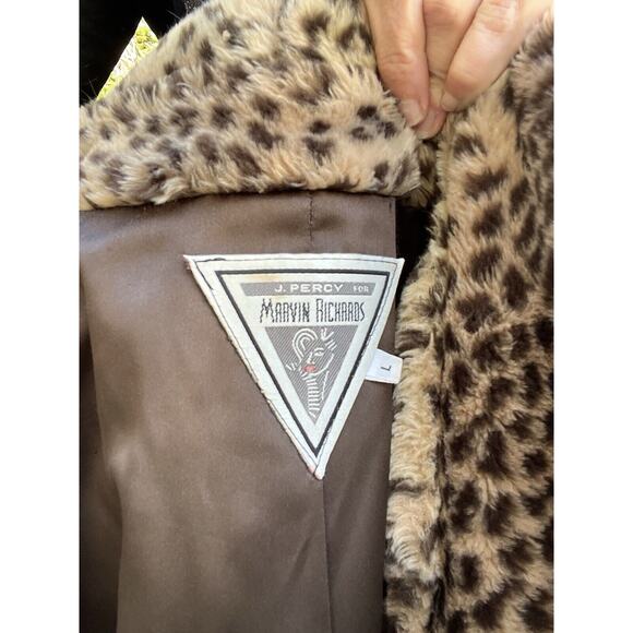 Vintage J Percy Marvin Richards Leopard Cheetah Print Hooded Coat Size Large USA - Picture 7 of 7